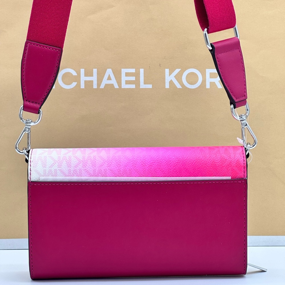 Michael Kors Pink to Blue Gradient Monogram Crossbody Bag - Picture 6 of 16